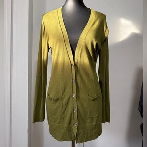 Adrienne Vittadini Women’s Olive Green Cardigan with pockets size L